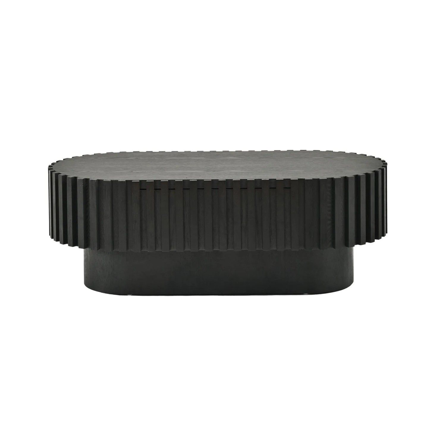 Merax Couchtisch Oval 100x50x35 cm Schublade Lamellenoptik Schwarz