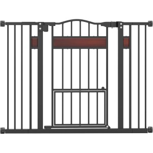 Costway Türschutzgitter für Hunde, 76 cm hoch, schwarz, verstellbar von 74-104 cm.
