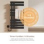 Emke Elektrischer Handtuchhalter 100×50cm Schwarz Flachbadheizkörper 320W LED Display WiFi APP Steuerung Timer_5