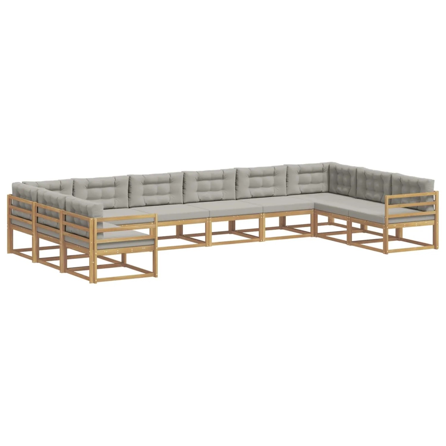 vidaXL Outdoor-Sofagarnitur mit Kissen 10-Tlg Weiß und Hellgrau 3387090