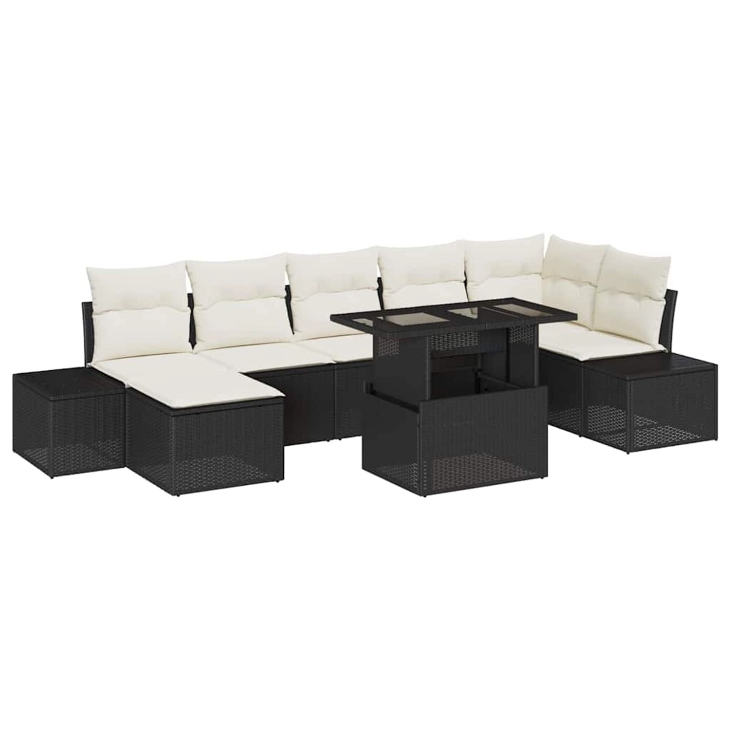 vidaXL 8-Teiliges Garten-Sofa-Set mit Kissen in Schwarz aus Poly Rattan 335 günstig online kaufen