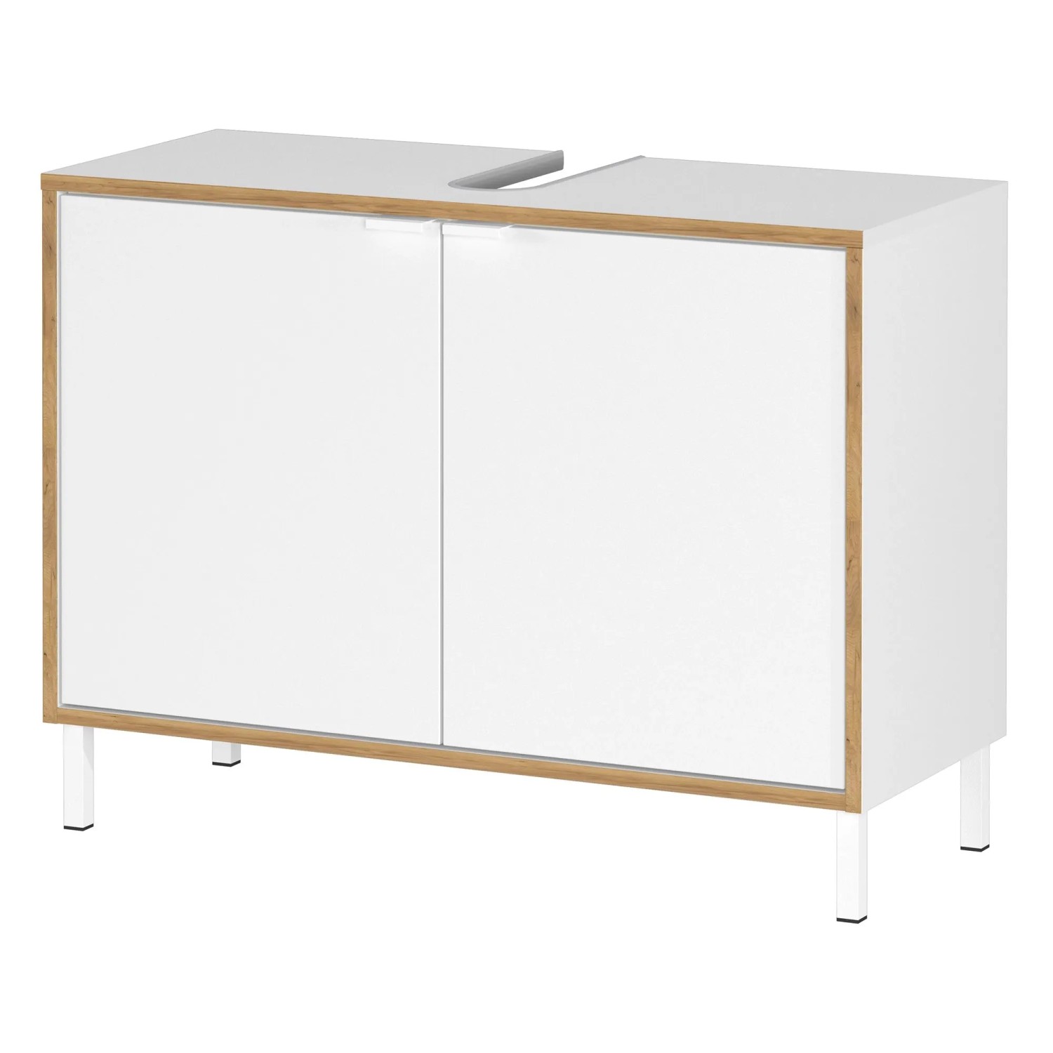 Germania Waschbeckenunterschrank 5000 Weiß/Eiche 80 cm x 60 cm x 34 cm