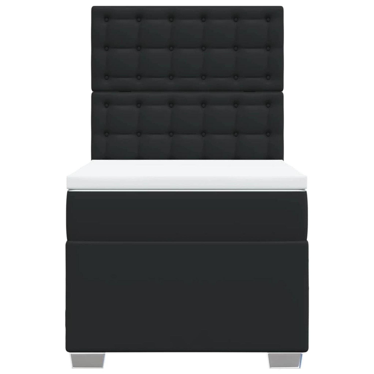 Schwarzes vidaXL Boxspringbett 80x200 cm mit Kunstleder und Matratze.