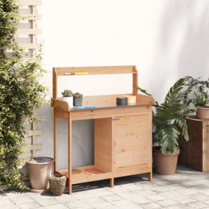vidaXL Pflanztisch mit Schrank Braun 110,5x45x124,5cm Massivholz Tanne 156344