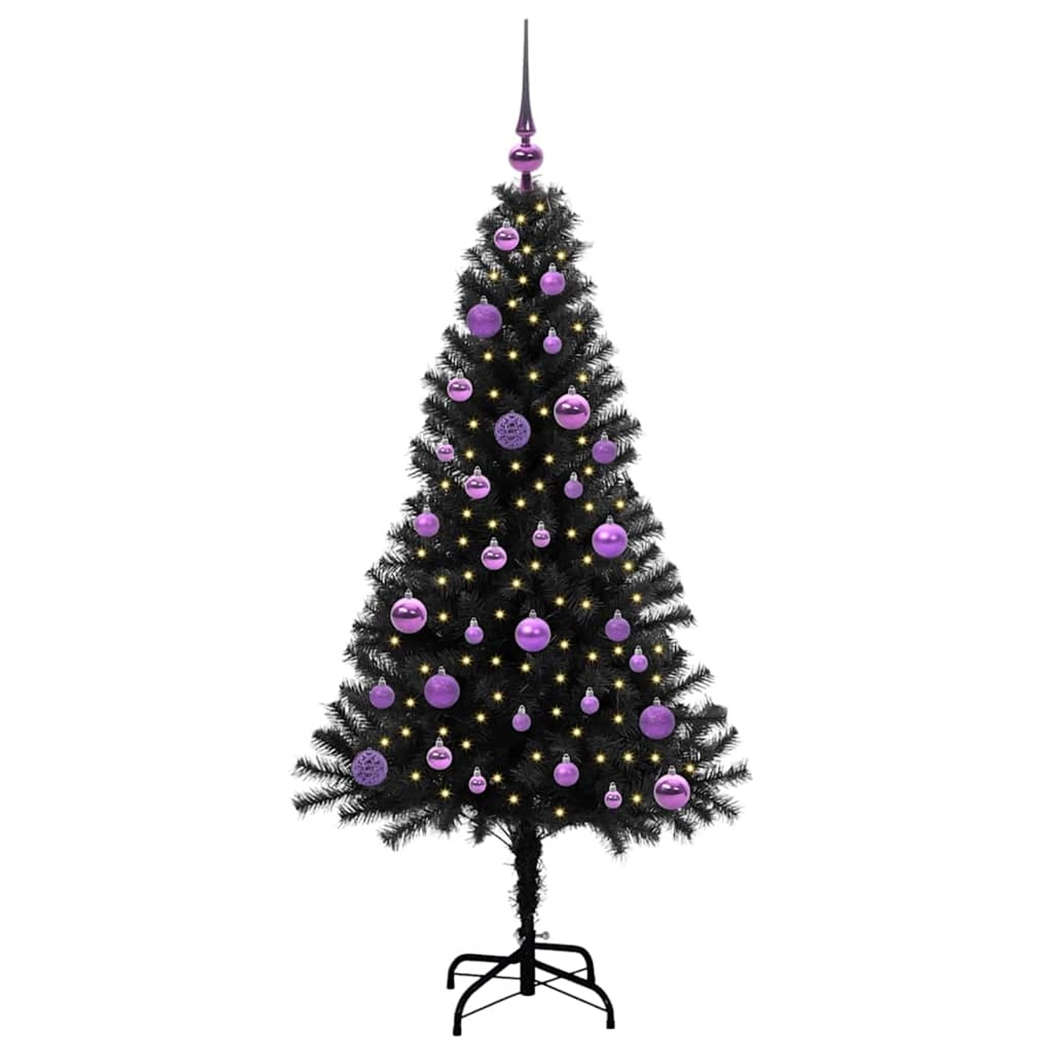 vidaXL Weihnachtsbaum mit 150 LEDs mit Ständer Schwarz 150 cm PVC 3396471