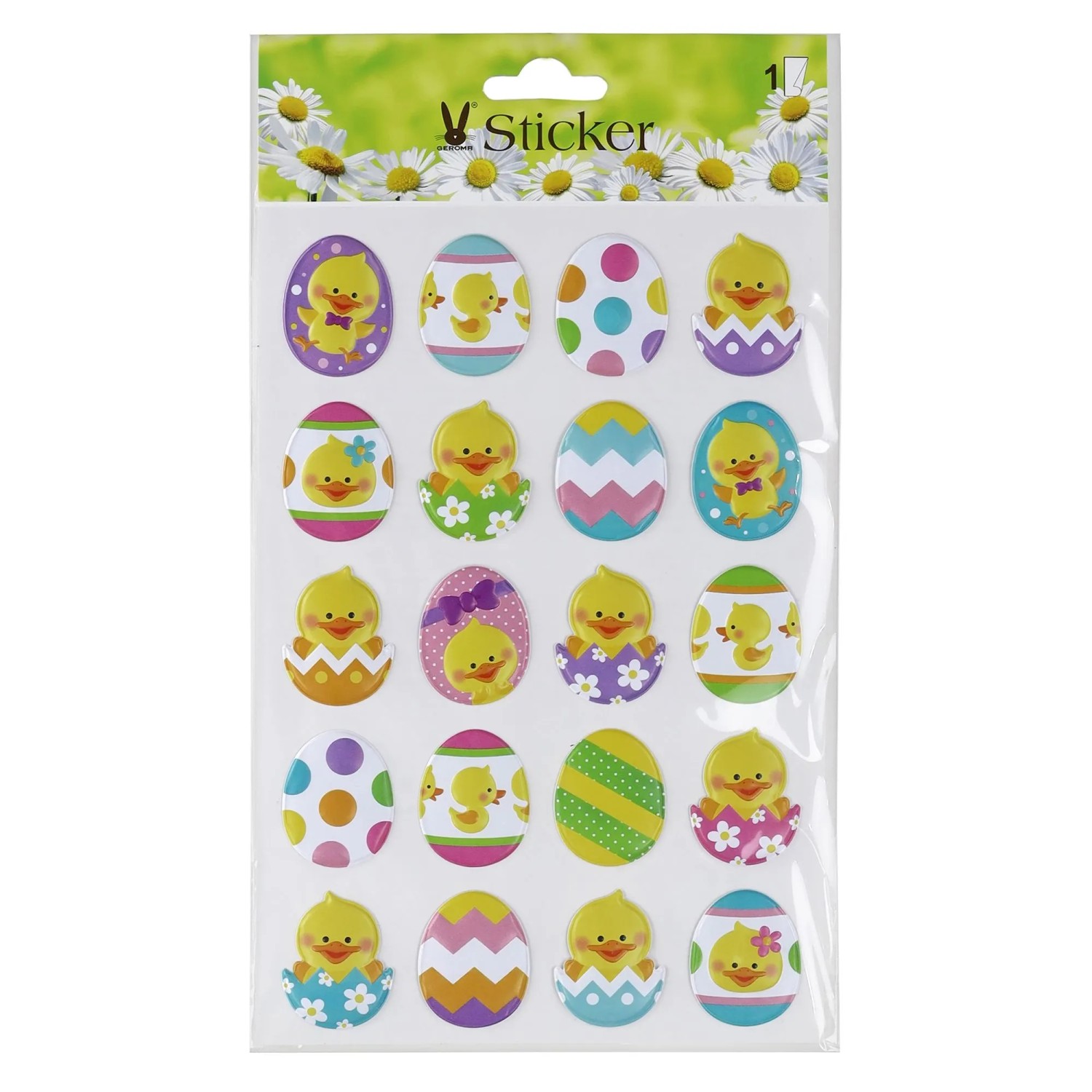 Osterdeko 3D-Sticker mit Küken und Ei 3,5 cm Bunt