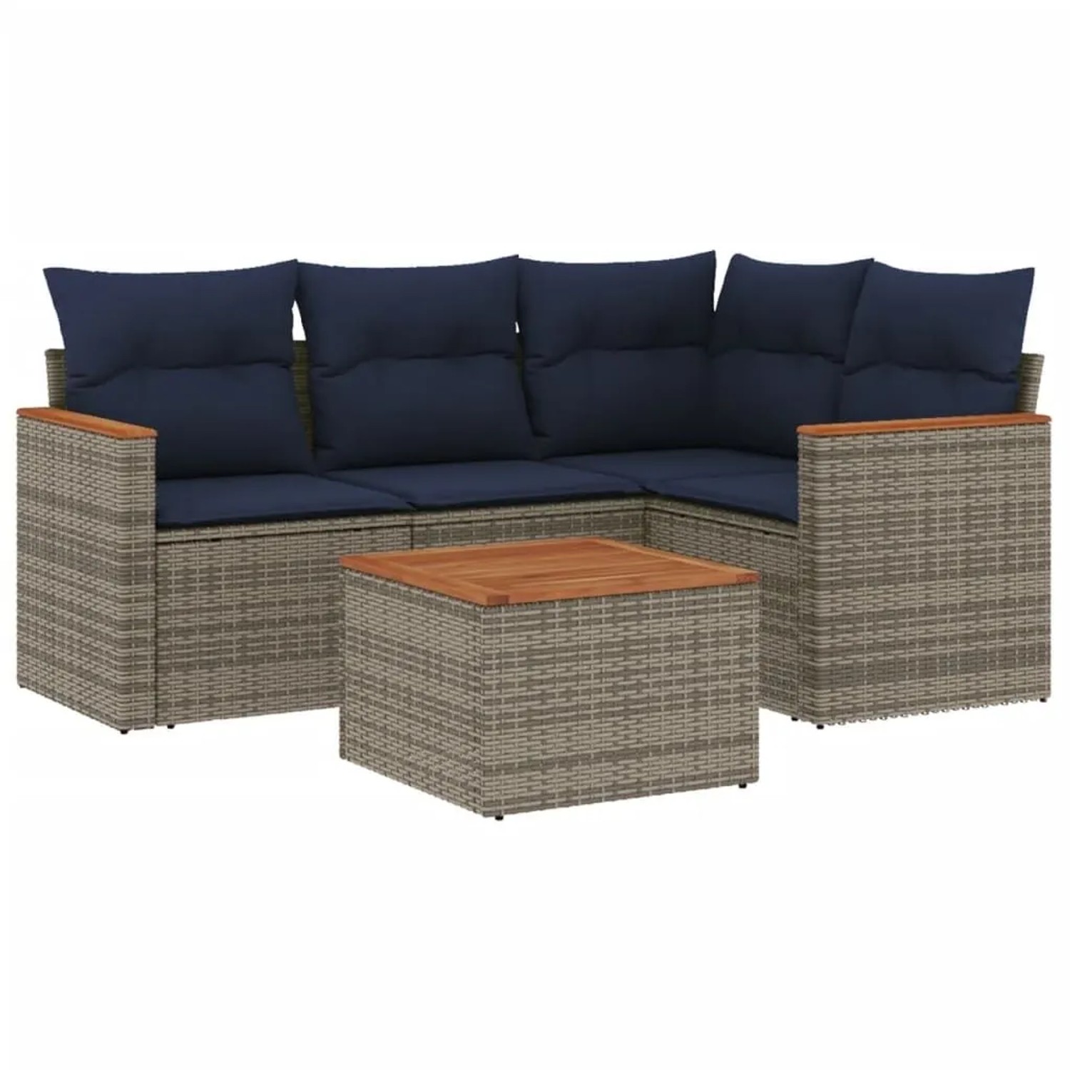 vidaXL 5-Tlg Gartensofa-Set mit Kissen Grau Polyrattan 3225942 günstig online kaufen