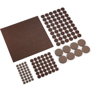 131-teiliges Filzgleiter-Set in Braun für Möbel und Oberflächenschutz.