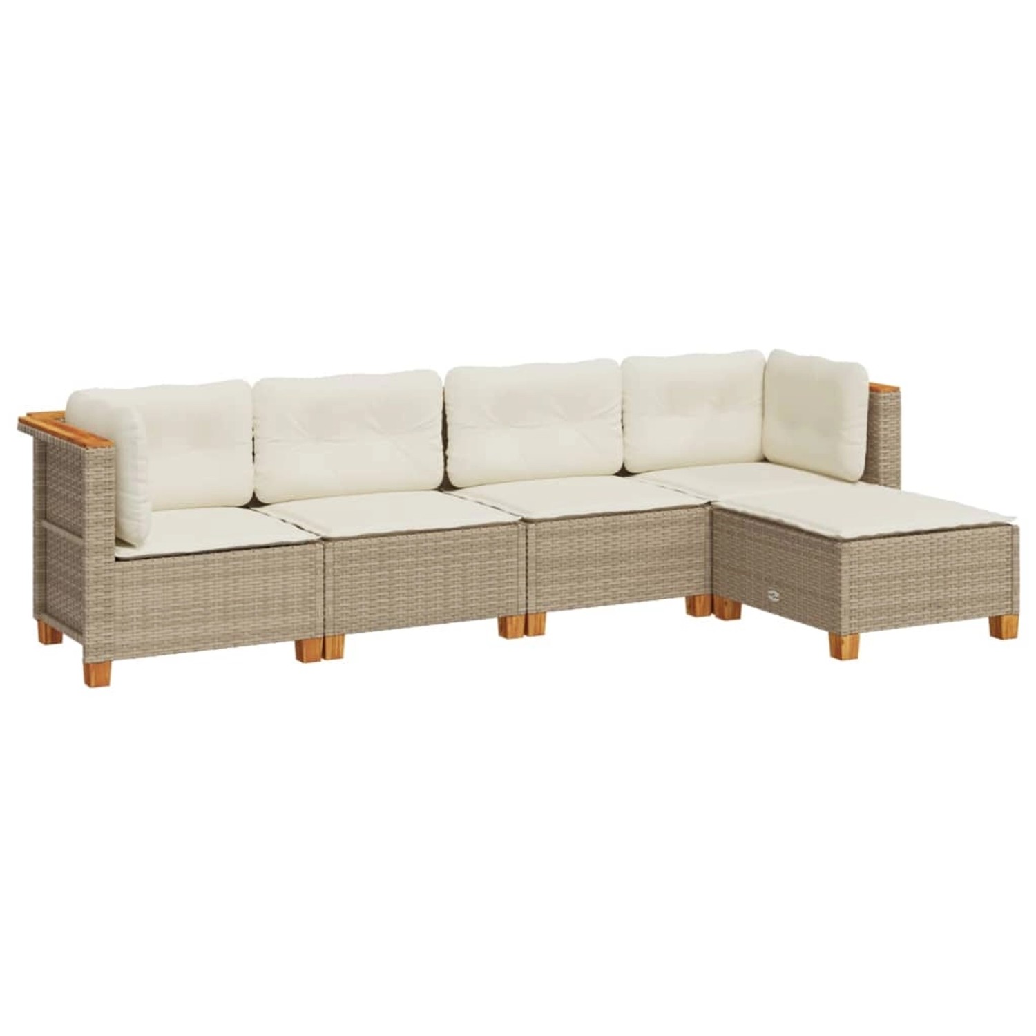 vidaXL 5-Tlg Garten-Sofagarnitur mit Kissen Beige Poly Rattan 3261787 günstig online kaufen