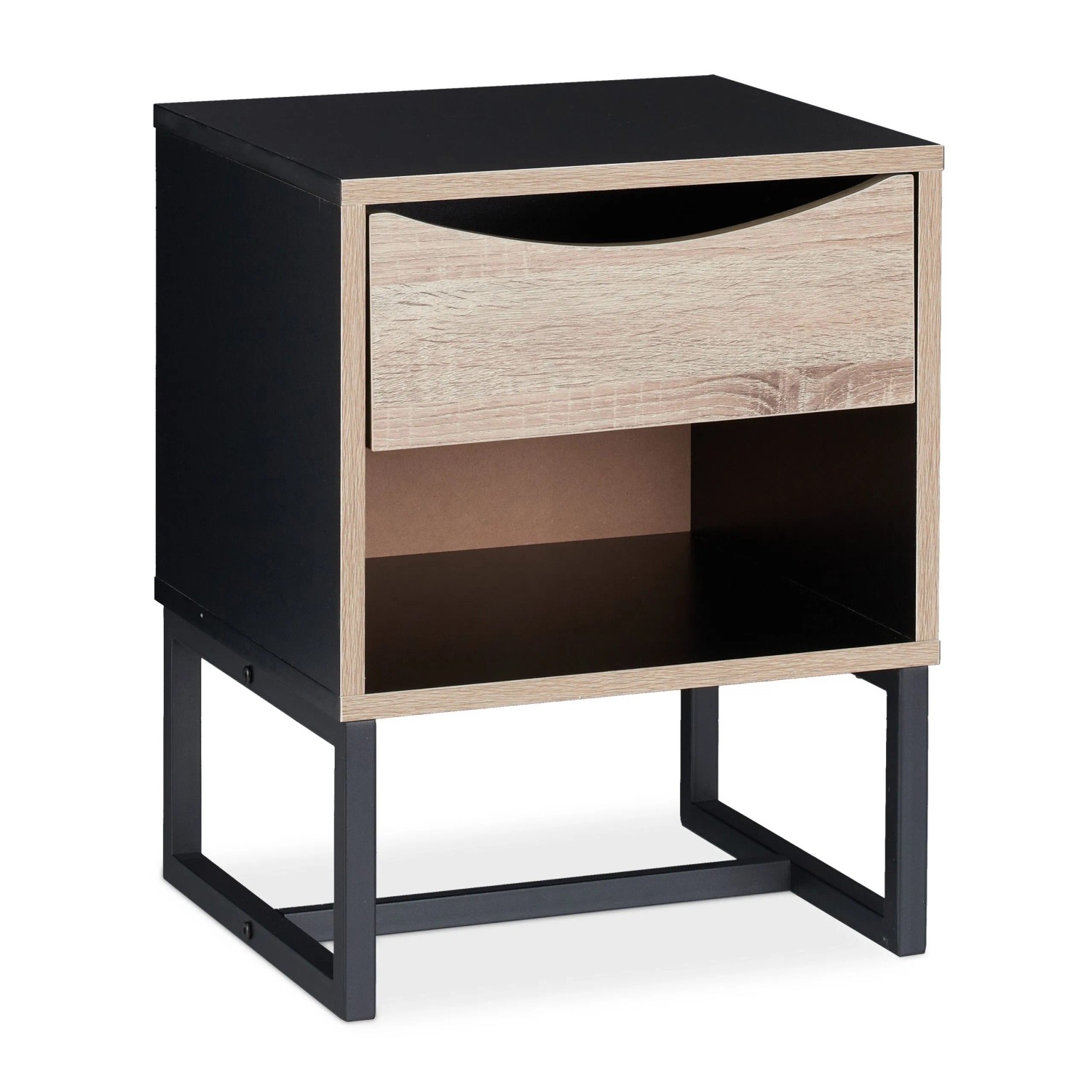 Relaxdays Nachttisch Spanplatte Eisen Schwarz Mit Schublade 50 cm x 39 cm x 35 cm 8 kg