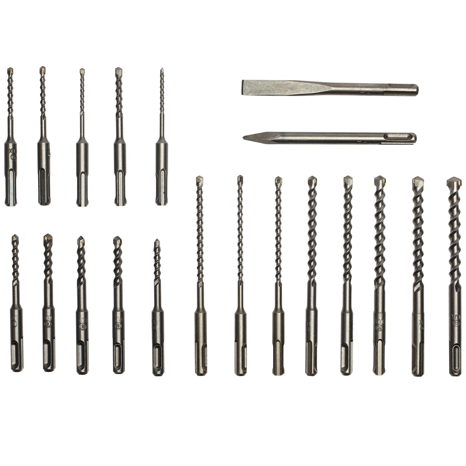 LUX 20-teiliges Bohrer- und Meißel-Set SDS-Plus für Mauerwerk, Stein und Beton.