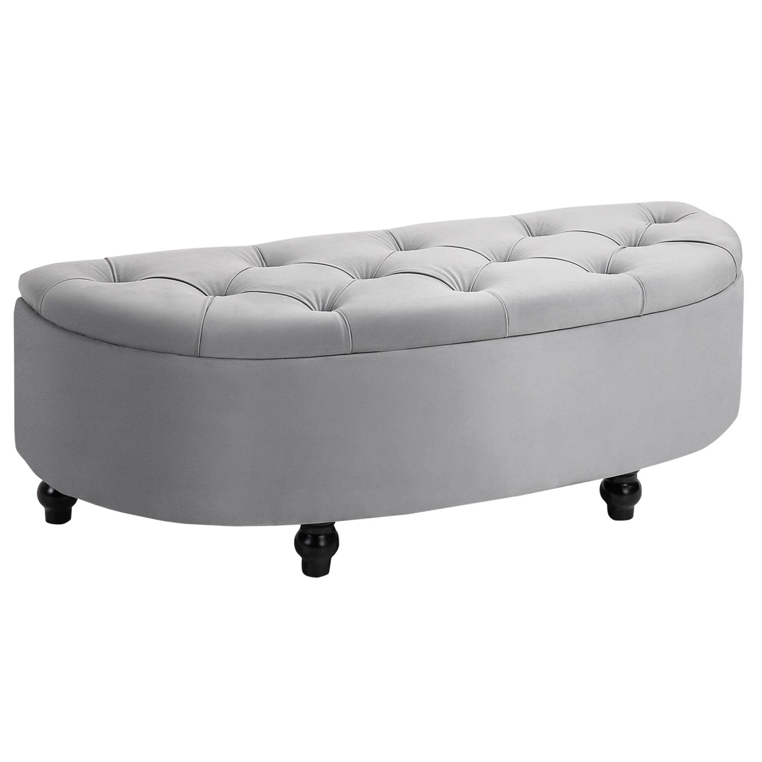 HOMCOM Sitzbank mit Stauraum Geöffnetem Deckel Gummiholz Grau 120 x 46 x 42 cm