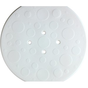 Sitzfläche des Wenko Duschhocker Secura Weiß, mit Noppen und Löchern.