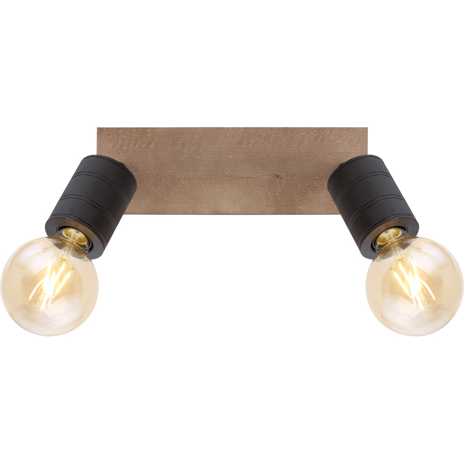 Globo Strahler JOSELLA, 2-flammig, schwarz matt/dunkelbraun, Holz-Optik.