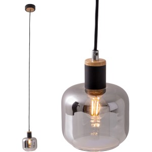 Näve Pendelleuchte Fumoso, 1-flammig, mit grau getöntem Glas und E14 Fassung.