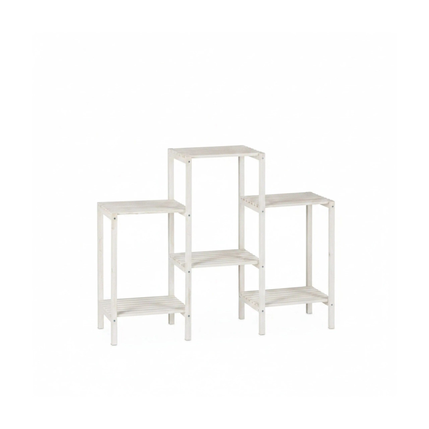 Relaxdays Blumenregal Tannenholz Weiß 70 cm x 89 cm x 26,5 cm 2,3 kg