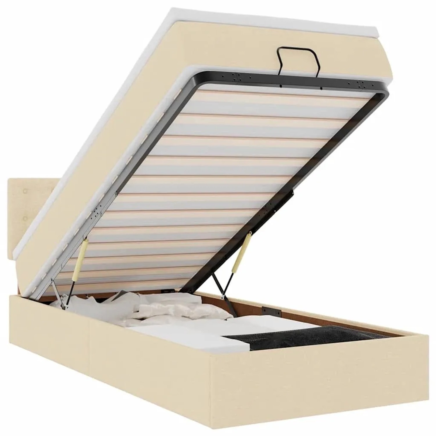 vidaXL Ottoman-Bett mit Matratze und LEDs Creme 100x200 cm Stoff 3312455