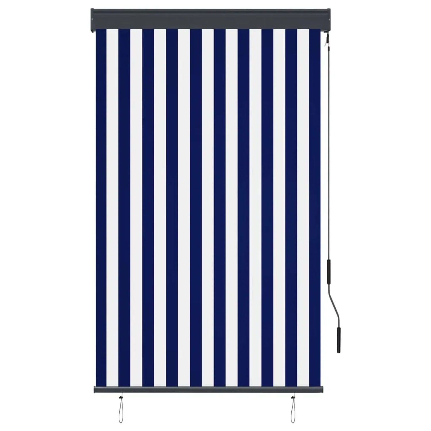 vidaXL Außenrollo, 100x250 cm, blau-weiß gestreift, mit Handkurbel für Balkon & Terrasse.