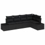 Schwarzes 5-teiliges Garten-Sofa-Set aus Poly Rattan von vidaXL. Modulares Lounge Set für Terrasse und Garten.