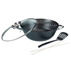 GSW Gusseisen Wok Set Multifunktionstopf 5 Teillig