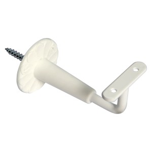 Weiße Handlaufkonsole mit Kunststoffrosette (2 Stück) für die Wandmontage.