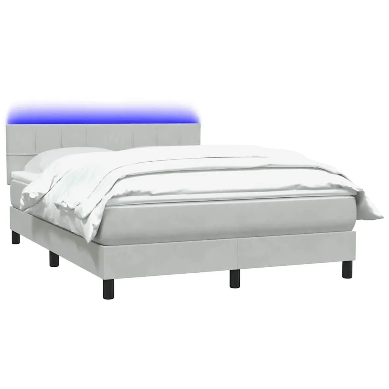 vidaXL Boxspringbett mit Matratze & LED Hellgrau 160x210 cm Samt 3316887