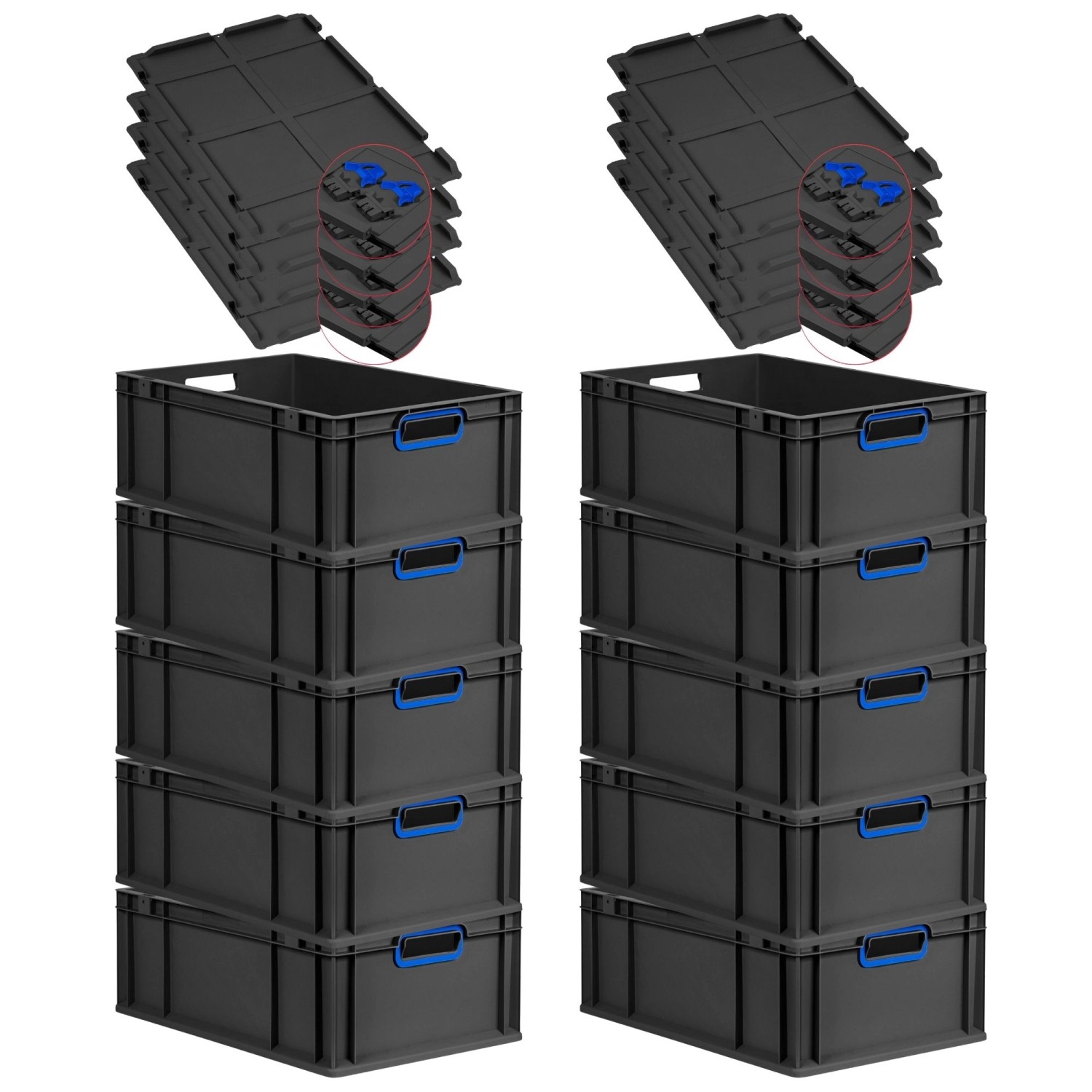PROREGAL SuperSparSet 10x Eurobox Nextgen Color Mit Scharnierdeckel HxBxT 2 günstig online kaufen
