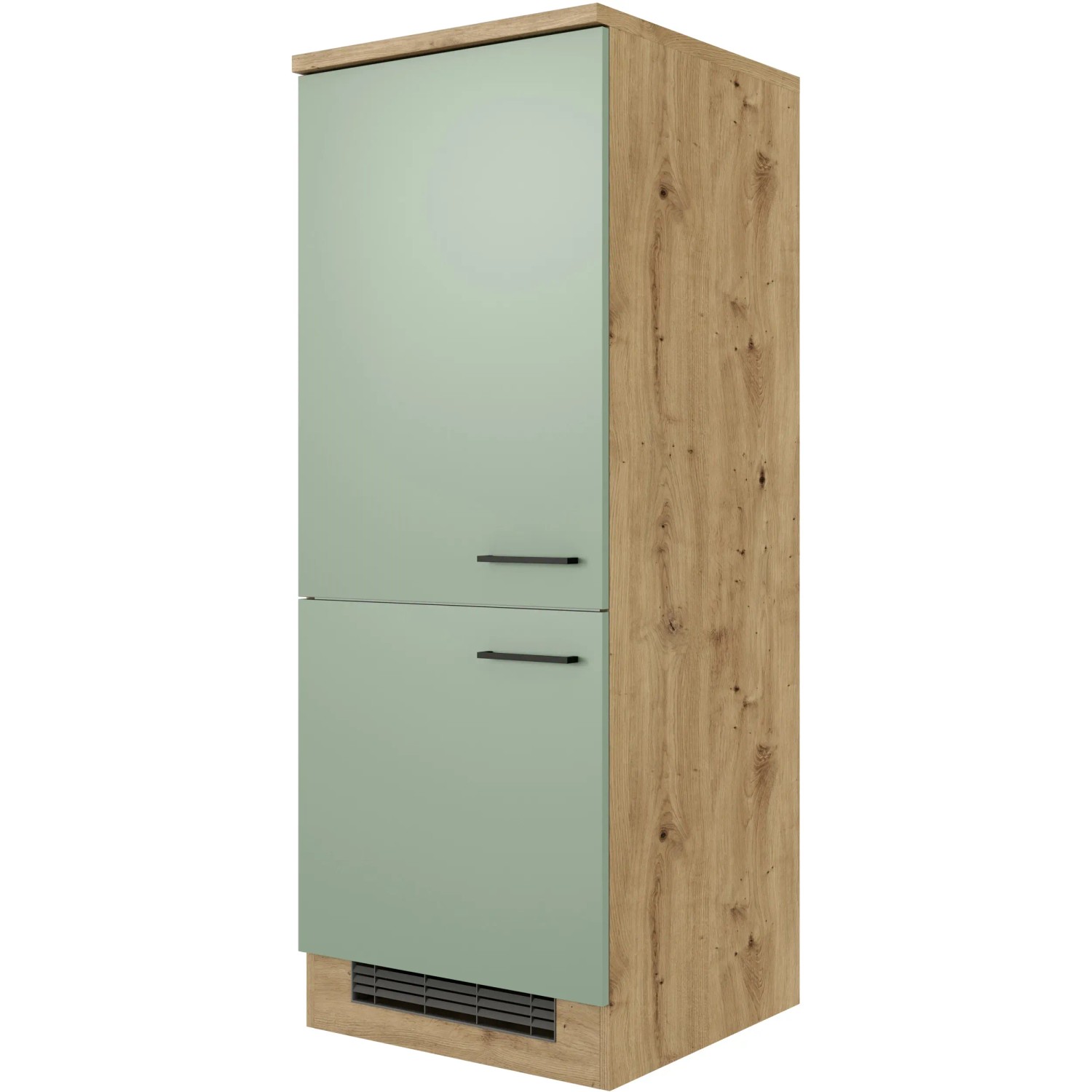Flex-Well Exclusiv Demi-Geräteschrank Cara, 60cm, Schilfgrün/Artisan Eiche, für Einbaukühlgerät