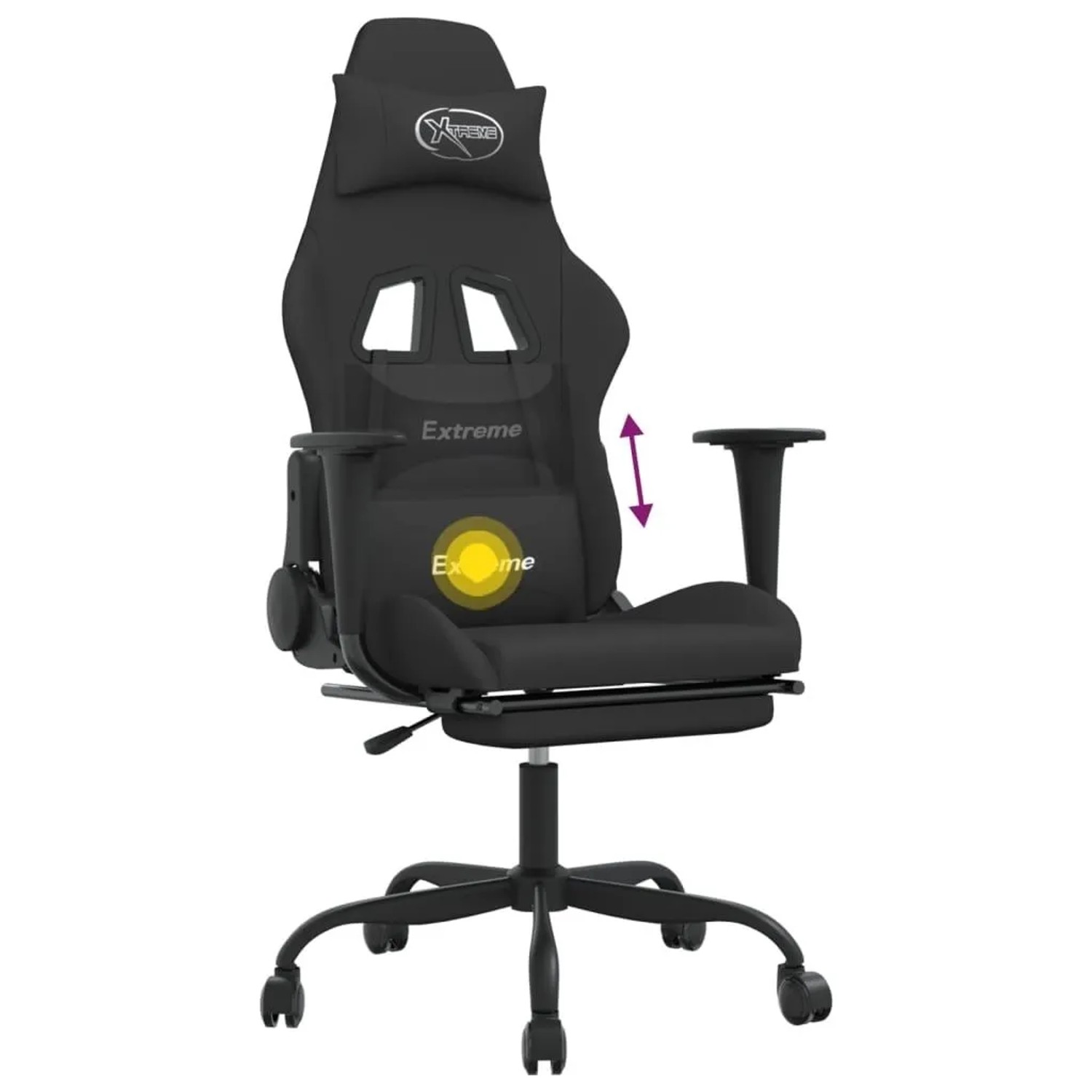 vidaXL Gaming-Stuhl mit Massage & Fußstütze Schwarz Stoff 345483_12