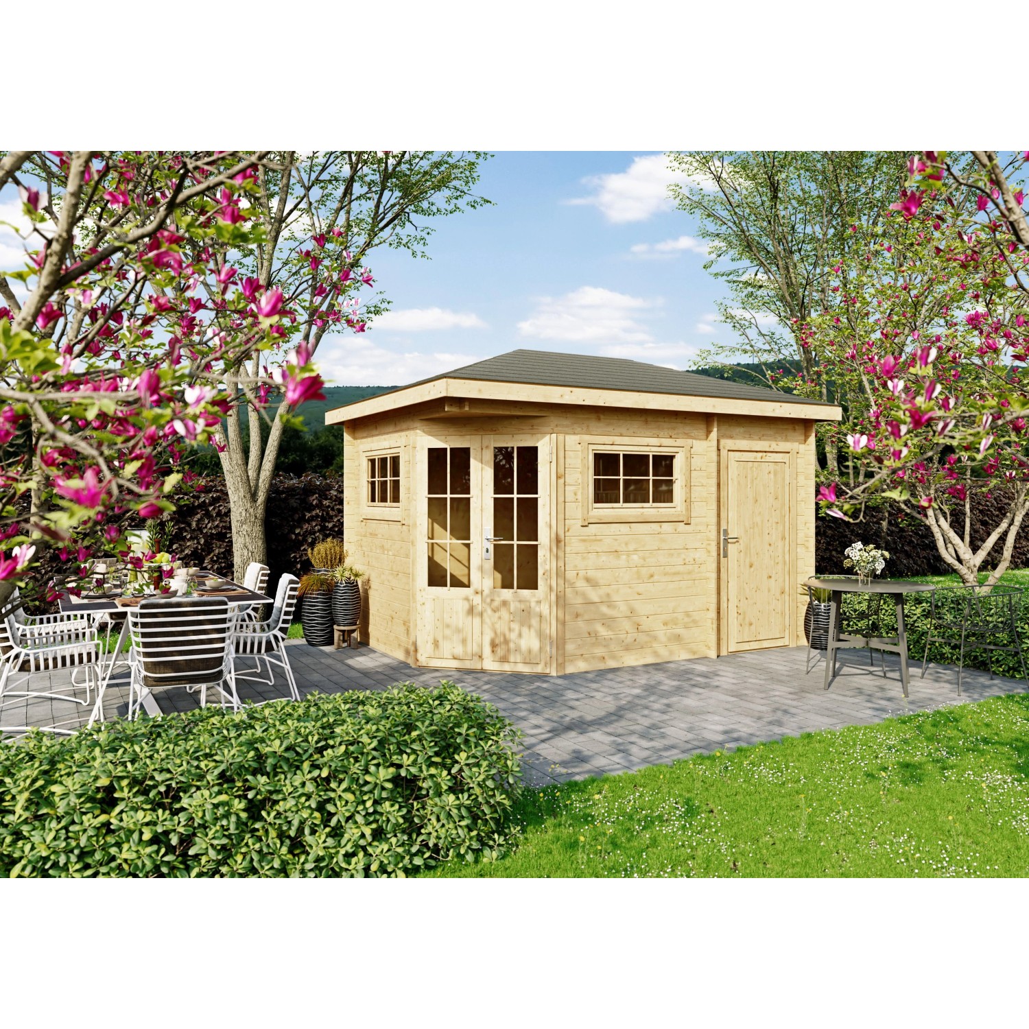 Fjordholz 5-Eck Gartenhaus Modell Evelyn 2D günstig online kaufen