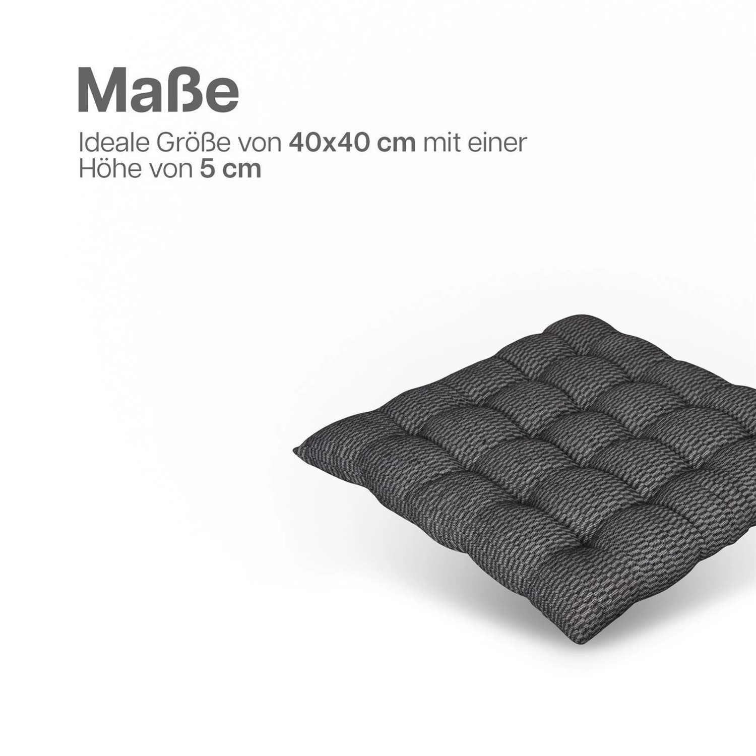 Bestlivings Stuhlkissen Lissabon, 4er Pack, grau, 40x40 cm. Sitzkissen mit Steppung.
