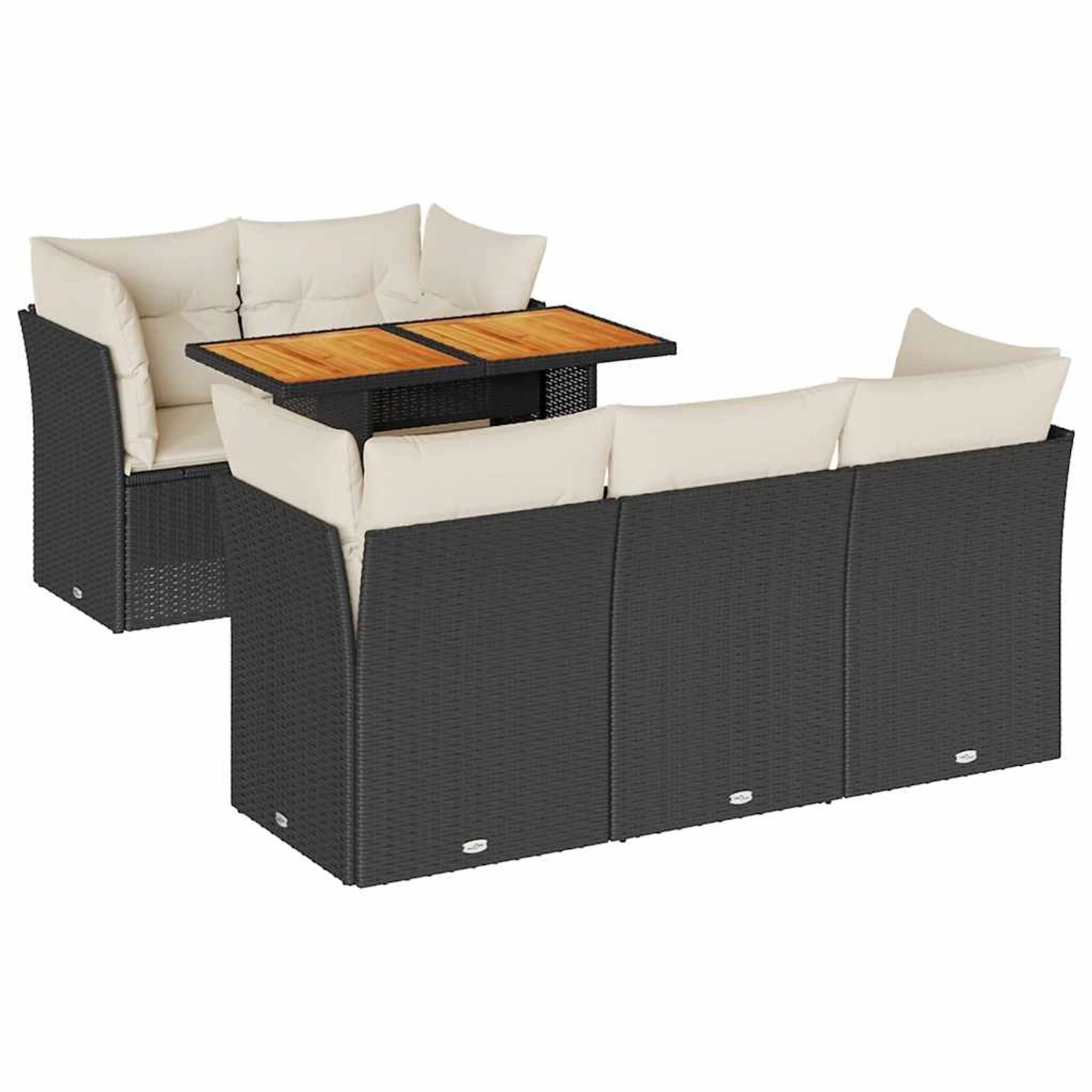 vidaXL 6-Tlg Garten-Sofagarnitur mit Kissen Schwarz Poly Rattan 3326884 günstig online kaufen