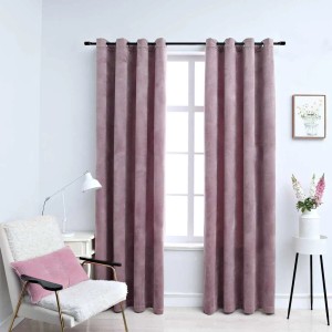 vidaXL Verdunkelungsvorhänge mit Ösen 2 Stk Samt Antik-Rosa 140x225cm 134521