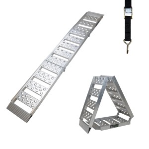 TRUTZHOLM klappbare Auffahrrampe, 198 cm, 340 kg Traglast, mit Spanngurt. Zubehör für Autoanhänger.