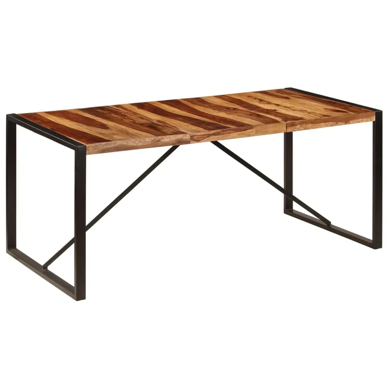 vidaXL Esstisch 180 x 90 x 75 cm Massivholz Braun und Schwarz