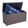 DELUKE Auflagenbox VERA Braun Kunststoff Gartenbox Aufbewahrungsbox Kissenbox Gartentruhe Outdoor_2