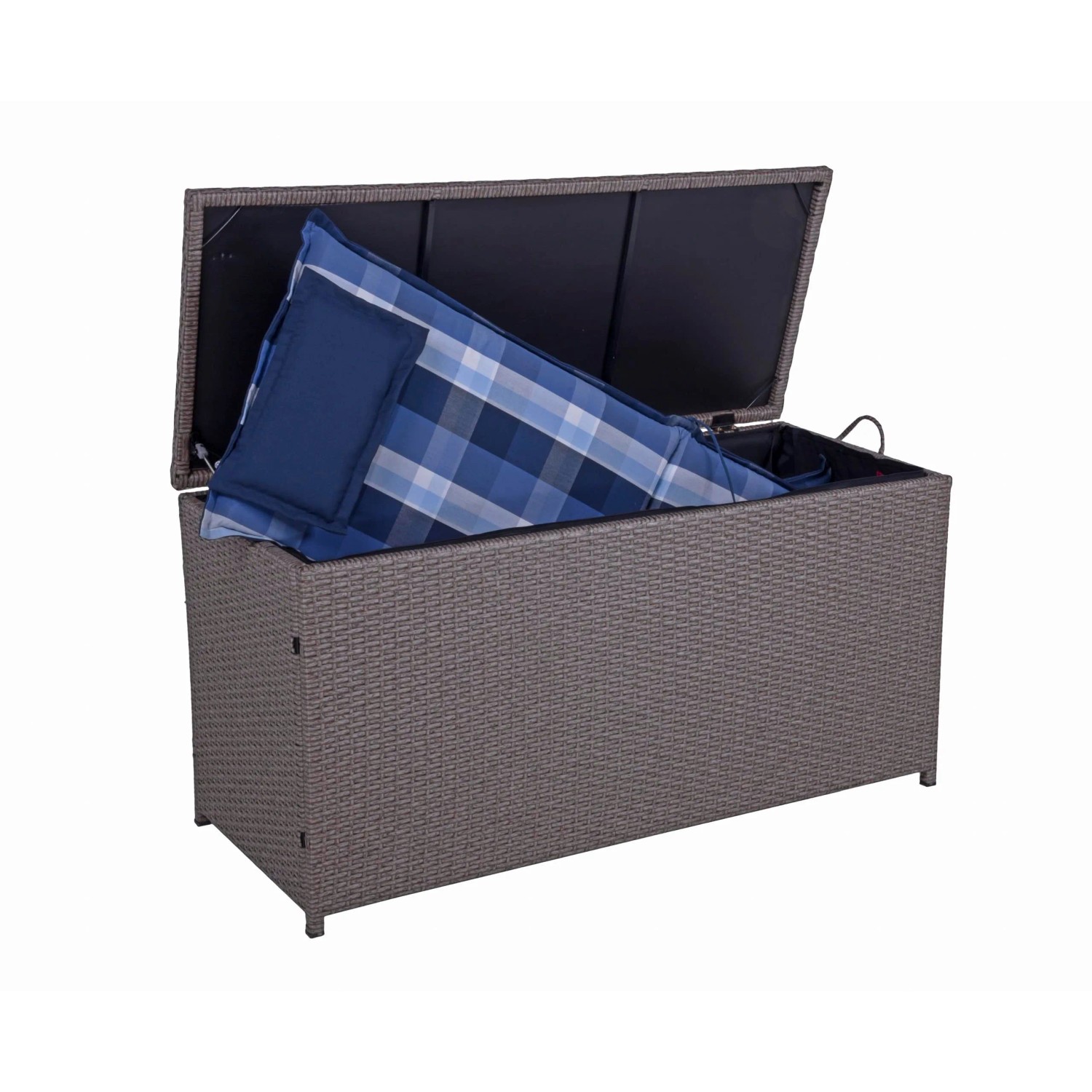 DELUKE Auflagenbox VERA Braun Kunststoff Gartenbox Aufbewahrungsbox Kissenbox Gartentruhe Outdoor_2
