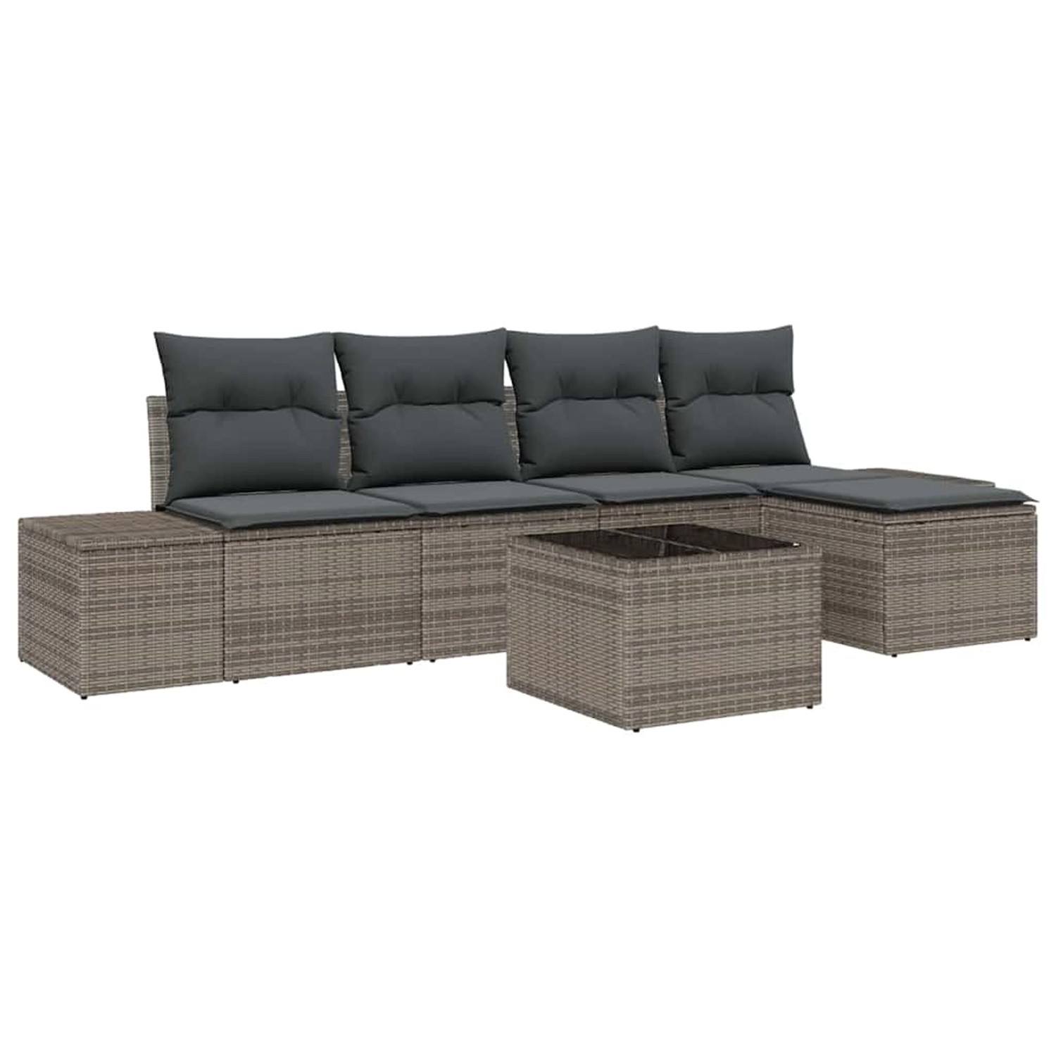 vidaXL 5-Teiliges Gartensofa-Set mit Kissen in Schwarz aus Poly Rattan 3347 günstig online kaufen