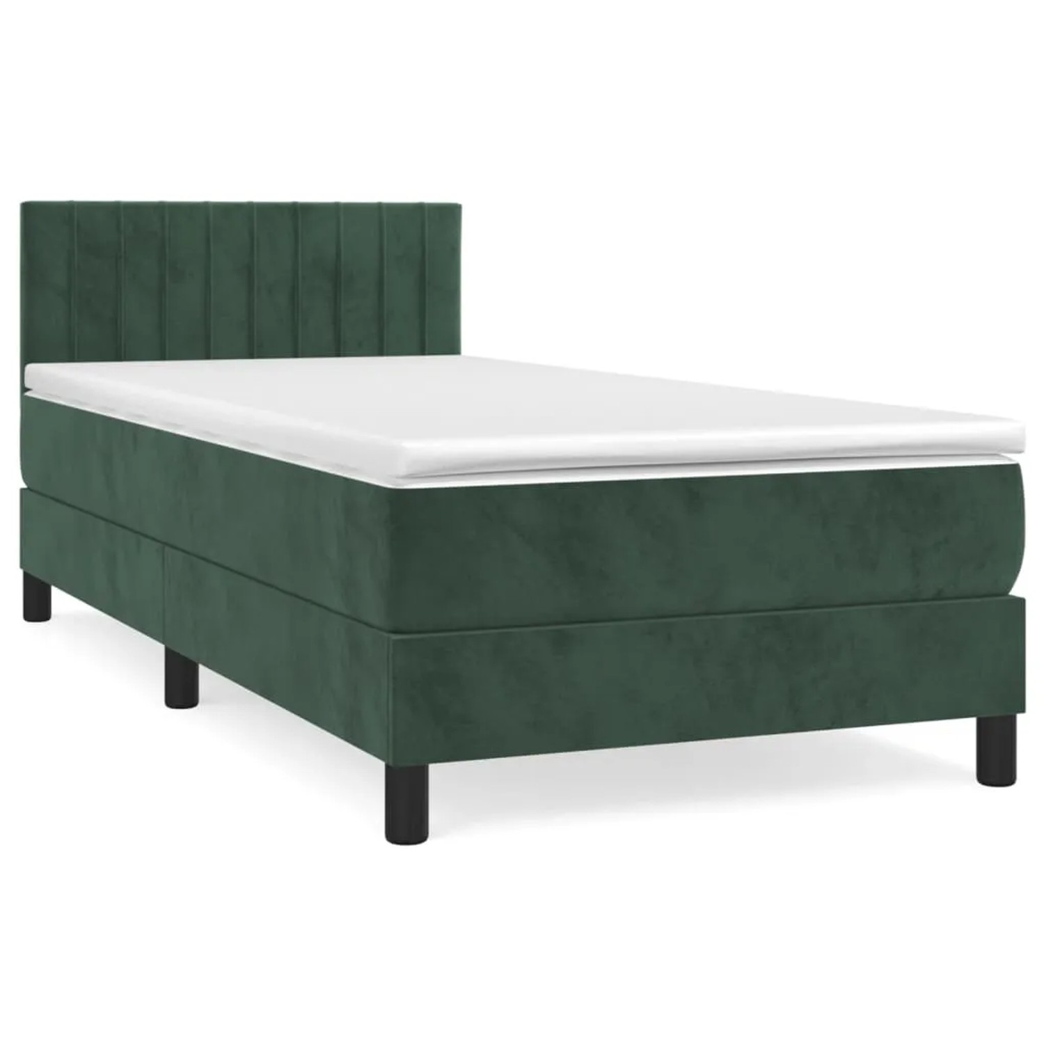 vidaXL Boxspringbett mit Matratze Dunkelgrün 100x200 cm Samt 3141410