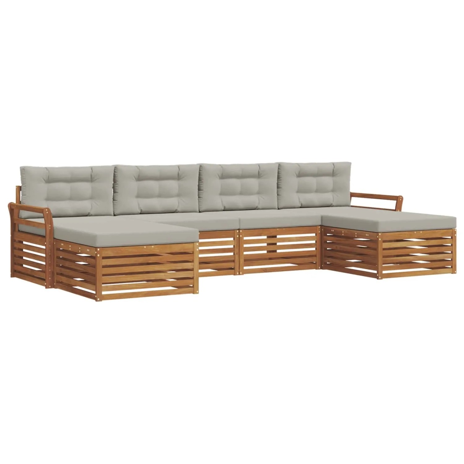 vidaXL Sofagarnituren 6 Tlg Natur und Hellgrau Massivholz Akazie 3373901