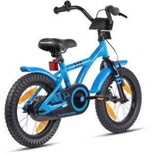 PROMETHEUS BIKES Kinderfahrrad 14 Zoll ab 4 Jahre mit Stützrädern und Rücktrittbremse Blau
