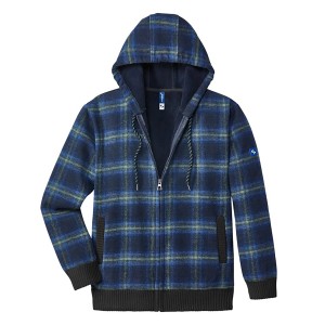 Scheibler Thermojacke Curris kariert in Blau-Grau mit Kapuze für Arbeitskleidung.