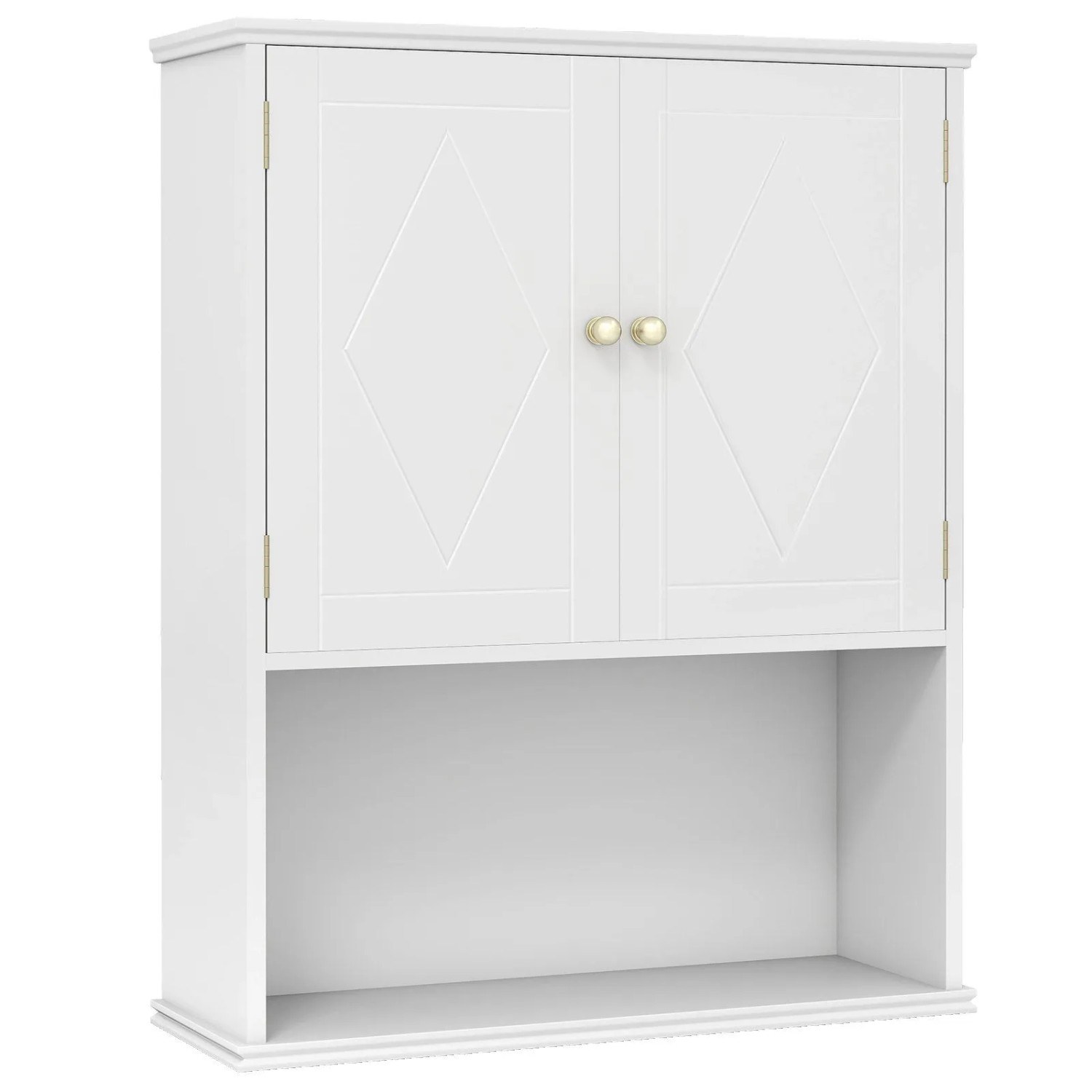 Costway Hängeschrank Bad Badezimmerschrank mit Verstellbarem Regal Weiß