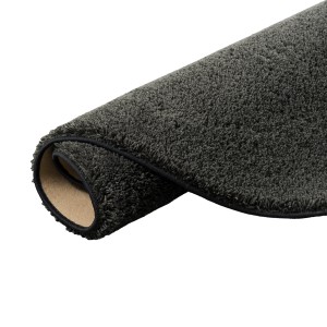 Gerollter, runder, grauer Hochflor-Teppich (Shaggy) Palace, 160x160 cm. Flauschiger Langflor Teppich.