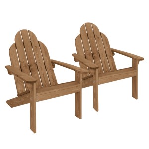 2er Set braune ECD Germany Adirondack-Stühle aus Tannenholz für den Garten.