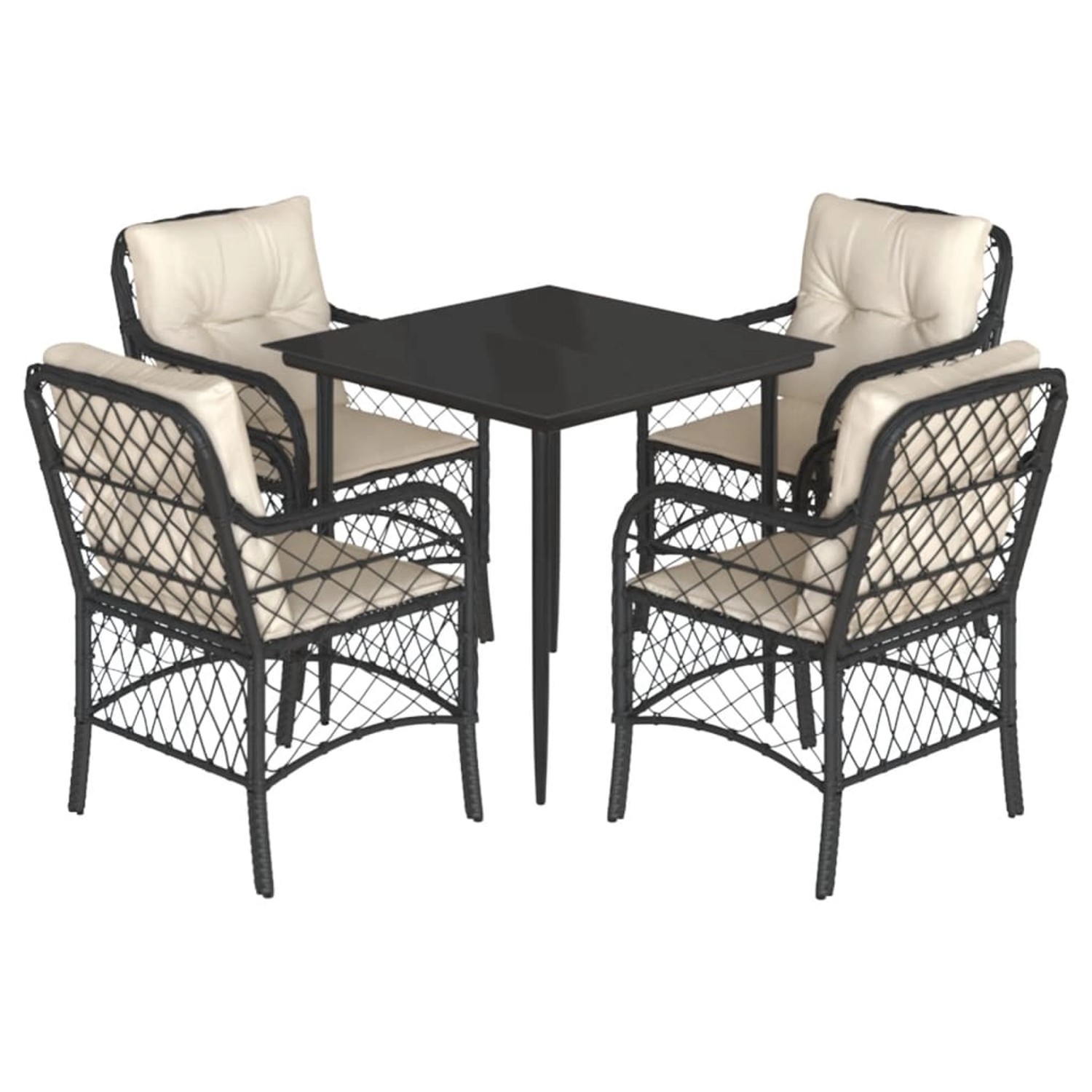 vidaXL 5-Tlg Garten-Essgruppe mit Kissen Schwarz Poly Rattan 3212083 günstig online kaufen