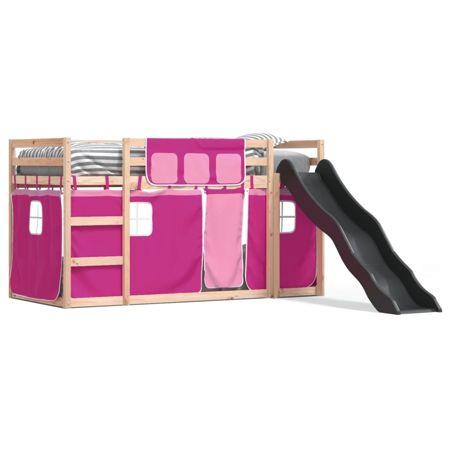 vidaXL Etagenbett mit Rutsche und Gardinen Rosa 80x200 cm2101504 günstig online kaufen