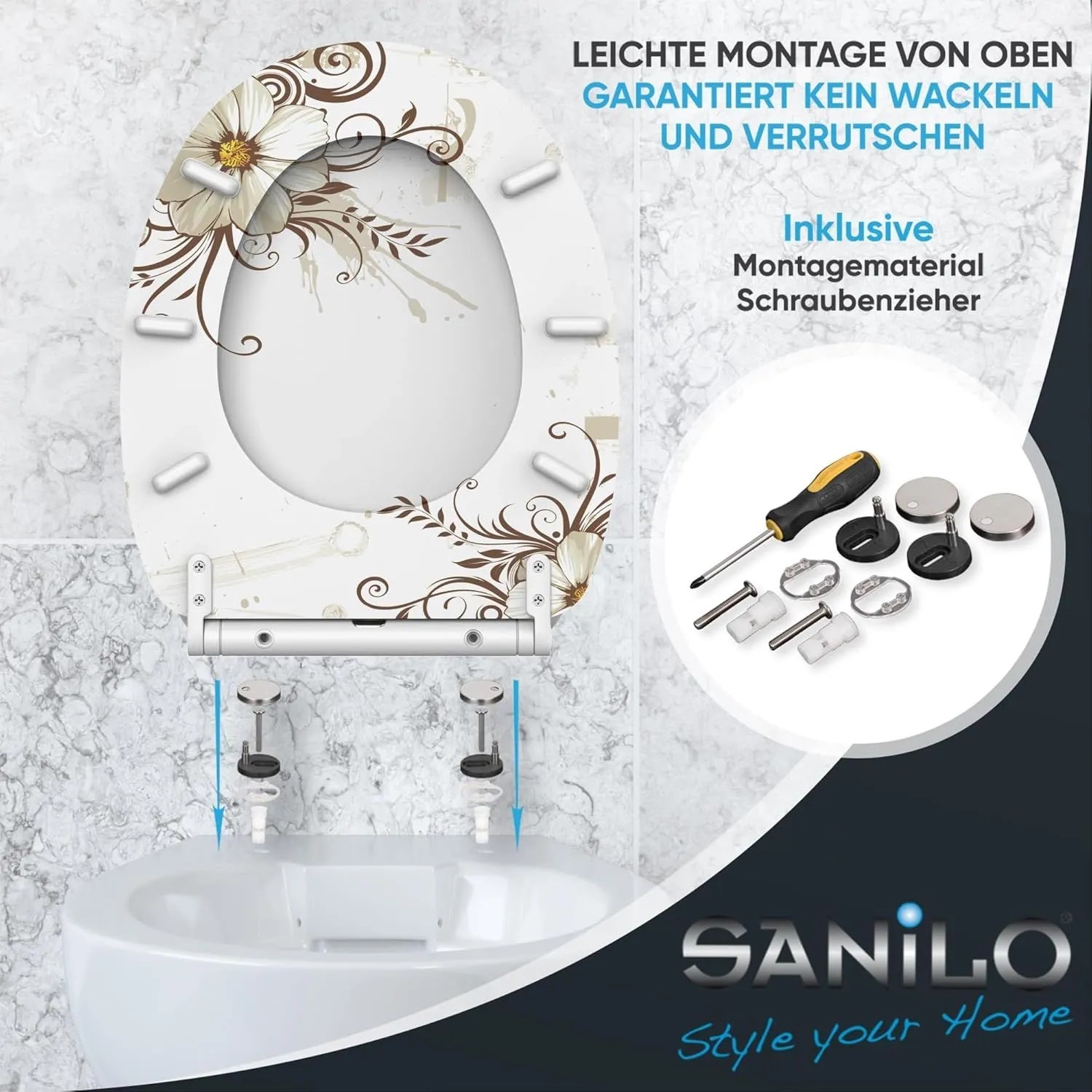 SANILO WC Sitz mit Absenkautomatik Top Fix Flower_5