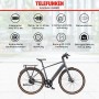 Telefunken UH220 Urban E-Bike in Titangrau: 28 Zoll Pedelec mit Heckmotor und Display.