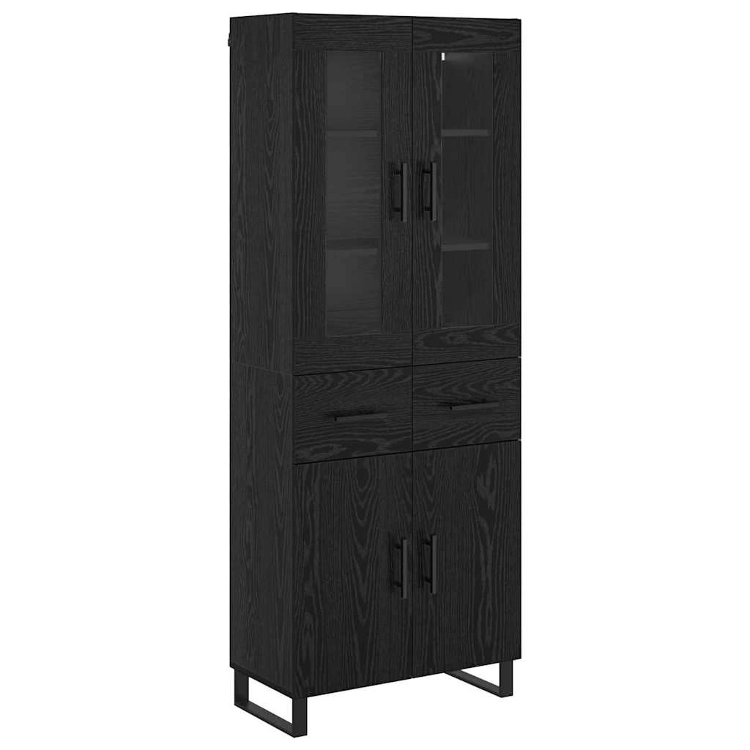 vidaXL Highboard Schwarz Eichen-Optik 69,5 x 34 x 180 cm Holzwerkstoff 3416 günstig online kaufen